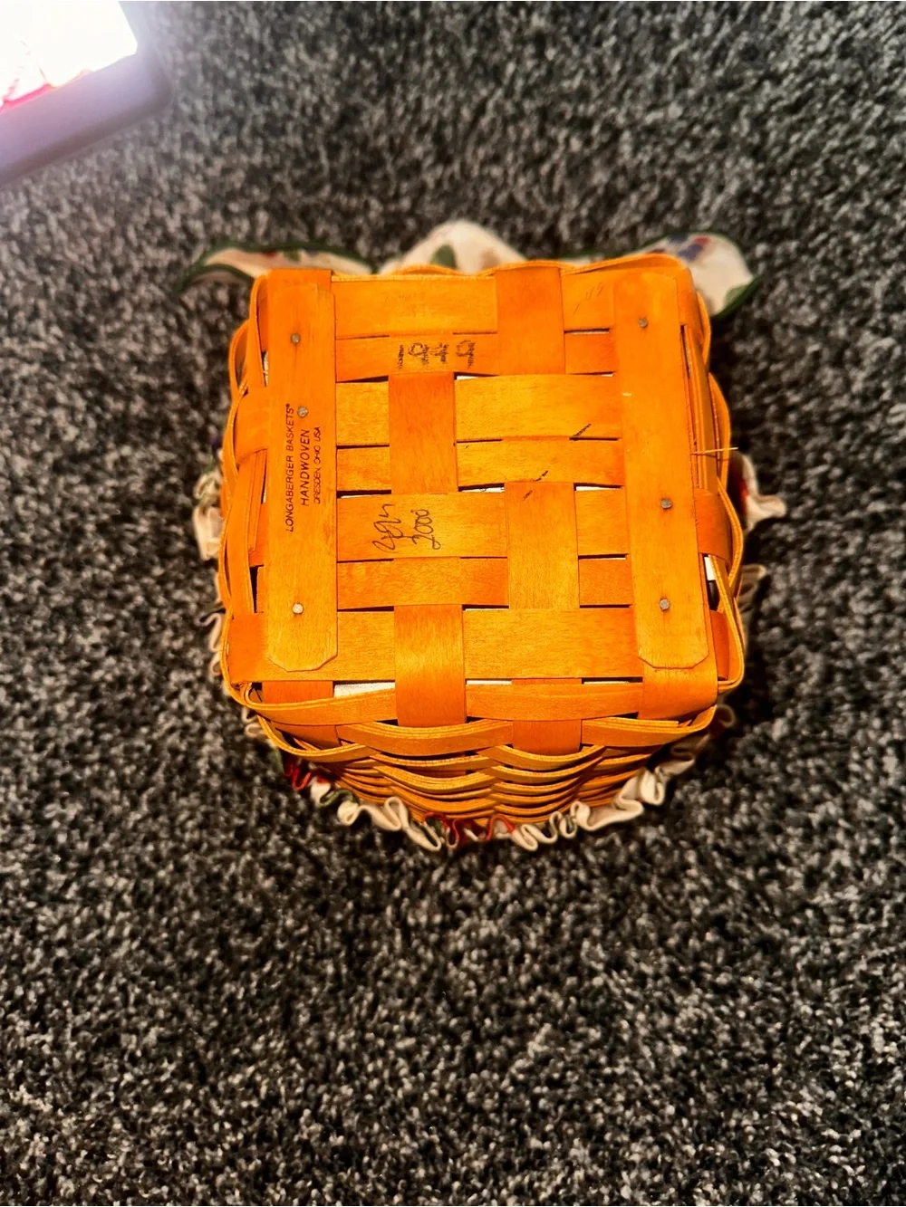 Longaberger Basket with Fruit-Print Liner